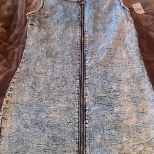 Plus size blue jean stone wash mini dress